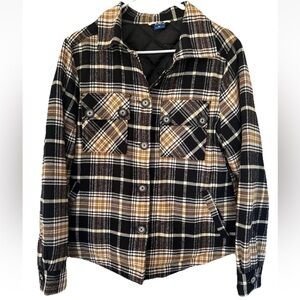 Kavu Size Large Quilted Lined Cotton Jacket Cream/Black Camp Shacket